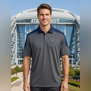 Dallas Cowboys NFL Men's Navy Blue Gray Polo Shirt Short Sleeve NWT